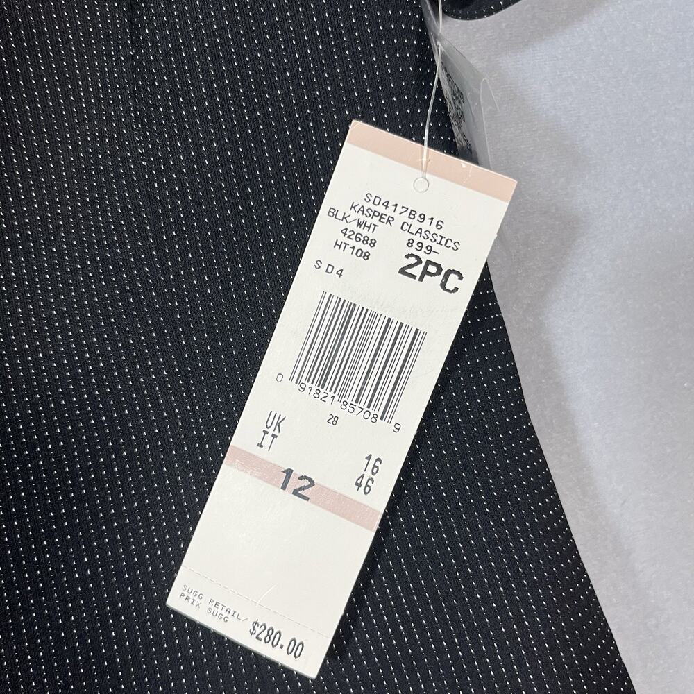 NWT Kasper Blazer Pencil Skirt Suit Set Womens 12 Black Business Office Casual - Picture 5 of 12